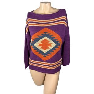 EUC Chaps Southwestern Knit Sweater Purple Size Small